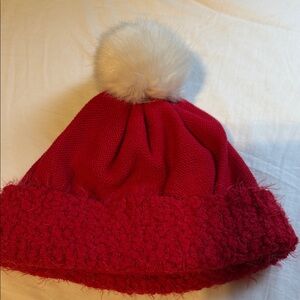 OshKosh B'gosh Red Knit Hat with White Pom-Pom
